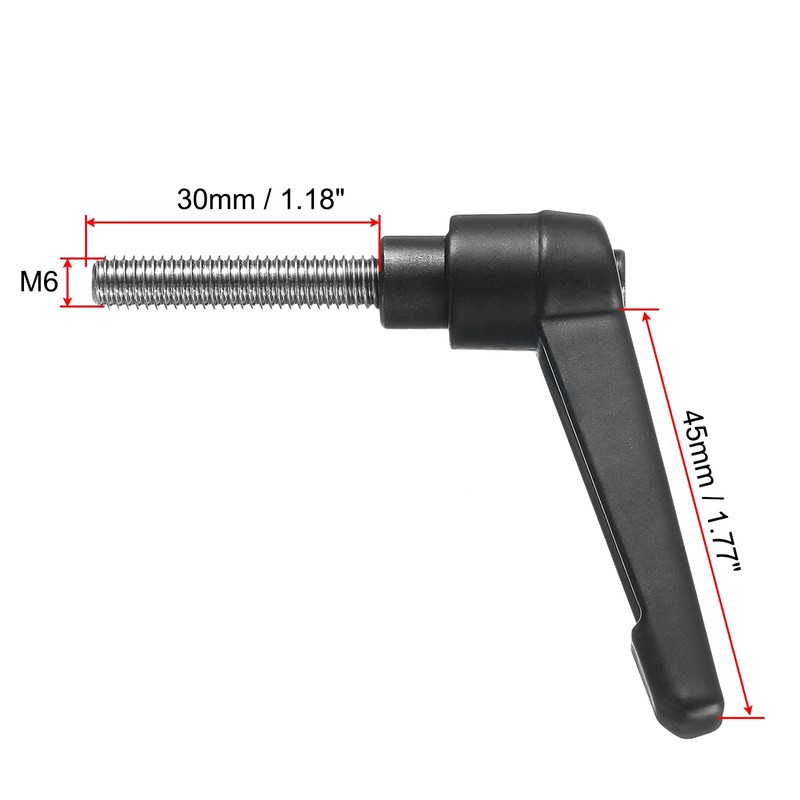 sourcing map 5pcs Adjustable Clamping Lever Handle M6 x 30mm