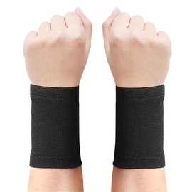 JUSDIQIR Wrist Compression Sleeve, Elastic Wrist Support Sleeve Wrist Braces, Carpal Tunnel Wrist Brace, Wrist Support, Wrist Sleeve for Women and Men Sport Fitness Workout (1 pair, Black)