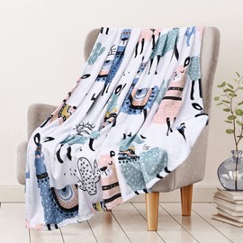 RosieLily Alpaca Llama Throw Blanket for Kids Women Adult, Warm Soft Fleece Flannel Microfiber Blanket, Lightweight Cozy Couch Bed Sofa Blankets Gifts for Girls, 60" x 80" Cute Llama Blanket