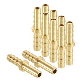 HARFINGTON 3pcs 1/8" to 1/8" Brass Hose Barb Fitting Metals Splicer Mender for 3D Printing, Air Compressor, CNC Machine, Dies
