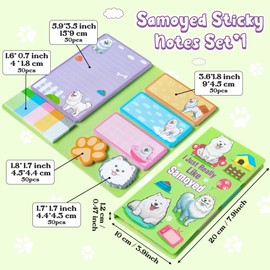 Xqumoi I Just Really Like Samoyed Sticky Notes Set, 550 Sheets, Cute Samoyed Self-Stick Notes Pads Animal Divider Tabs Bundle Writing Memo Pads Page Marker Back to School Office Supplies Small Gift