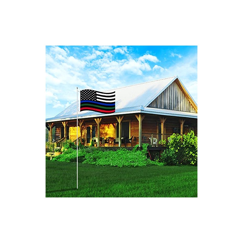 Thin Blue Green Red Flag - 3x5ft Premium Polyester American