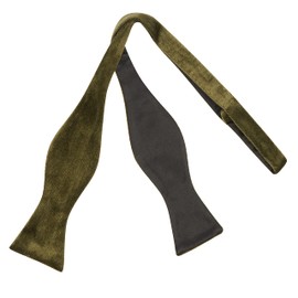 King & Priory Olive Green Textured Velvet Self-Tie Bow Tie