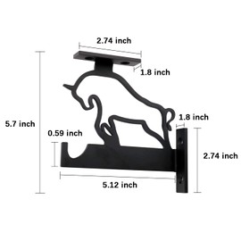 MUMIAO Heavy Duty Shelf Bracket, 5 Inch Industrial Iron Self Brackets Supports Wall Mounted Shelving Hardware for Wood Floating Shelf Modern Rustic Decor (Bull 2 Pack)