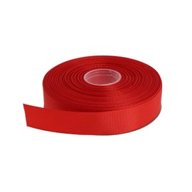 DXEUD Solid Grosgrain Ribbon 25 Yard Each Roll 100% Polyester Woven Edge (1", Red)