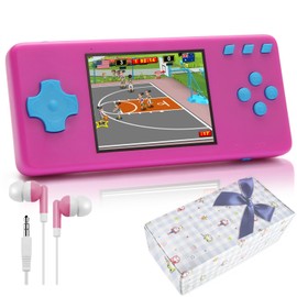 Handheld Game Console,Portable Video Game Console with Retro Games,3.2" Screen,Rechargeable Battery,Built-in Headphones and Built-in Bow Ultimate Kid Christmas Birthday Gift for Kids (Purple + Blue)