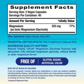 Magnesio Calm Natural Vitality 120 Cápsulas Sabor Vegano