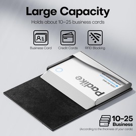 Padike Business Card Holder/ Case Professional PU Leather & Stainless Steel Multi Wallet Credit Card ID Case/Holder for Men & Women. (Black)