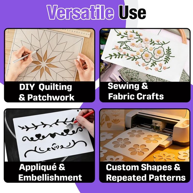 12 PCS 12 x 18 Inches Clear Quilting Template Plastic