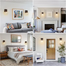 Pia Ricco Wall Sconces Set of 2, Bedside Wall Lamps with Switch for Bedroom, Modern Bathroom Light Fixtures with Clear Glass Shade, Oil Rubbed Bronze Sconces Wall Lights for Living Room, Hallway