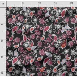 Soimoi Asian Paisley Print, Silk Fabric, Decor Sewing Fabric by The Meter 42 Inch Wide, Decorative Fabric for Shirts Suits Ties, Black