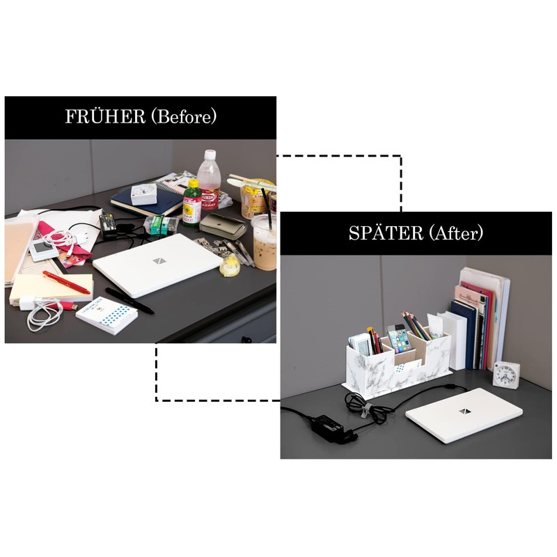 AINAK PU Leather Desk Organiser (4 Compartments) - Pen Holder,