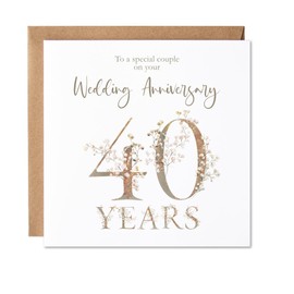 Maise & Rose 40th Wedding Anniversary Card | 40 Year Anniversary Card | Fortieth Wedding Anniversary Card | Milestone Anniversary Card | P36