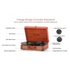 TANLANIN Suitcase Record Player with Speakers, Bluetooth in/Out, Red Brown