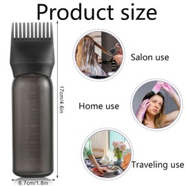 Root Comb Applicator Bottle and Scalp Massager Shampoo Brush Hair Coloring Dye f for Salon Hair Coloring Dyeing Scale for home DIY Use(Black)