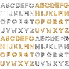 104 Pieces Rhinestone Letter for Crafts Slider Charms Alphabet Letter A-Z 8 mm Alloy for DIY Bracelet Wristbands Necklace Choker Jewelry Making Charms Supplies (Gold and Silver)