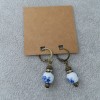 Pemby Studio CHINOISERIE Porcelain Bead Dangle Earrings Antique Bronze Tone