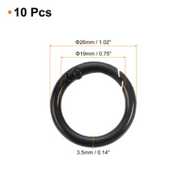 uxcell 10Pcs Spring O Rings, 3/4"(19mm) ID Zinc Alloy Trigger Round Snap Buckle, DIY Accessories Spring Keyring Buckle for Keychains, Purse and Handbag, Trinkets (Black)