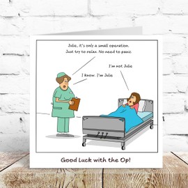 SWIZZOO Funny Surgery Operation Card for Her - Female Hip Knee Replacement Back Heart Appendix - Get Well Soon Card - Quick Recovery Congratulations - Hospital Humorous