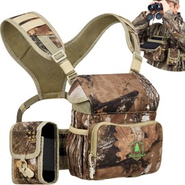 Wild Cedar Binocular Harness Chest Pack with Rangefinder Pouch, Bino Harness with Rain Cover for Bird Watching, Hunting, Hiking