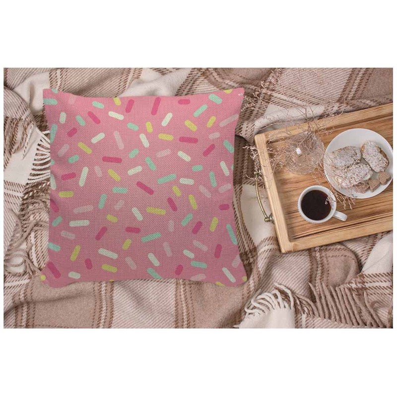 WONDERTIFY Geometric Donut Glaze Confetti Cushion Cover Pink Decorative Throw