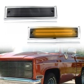 KEEGTBOX LED Side Fender Marker Lights Compatible with 1981-1991 Chevy C10 C20 C30 GMC C1500 C2500 Blazer Jimmy Suburban, Smoke Lens Driver & Passenger Side Marker Lamps 2PCS
