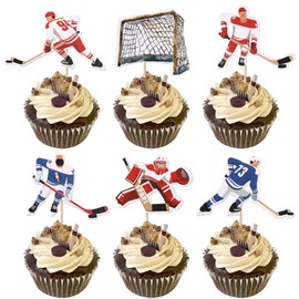 Xsstarmi 36 confezioni da hockey Cupcake Toppers Hockey Game Player Cupcake Picks per Hockey Sports Compleanno Matrimonio Anniversario Accessori per Feste Decorazioni Torte