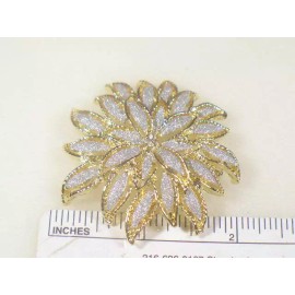 DOLPHIN ORE * DESIGNER VINTAGE STARBURST  PIN  BROOCH SILVER SANDSTONE & GOLD GP FINISH 921