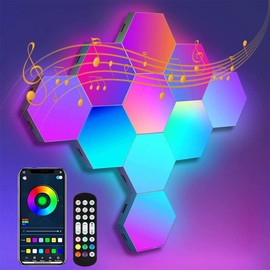 IFTHFOUR Hexagon LED Wall Light Panels: Smart RGB Color-Changing Hexagon Lights with App & Remote Control, Music Sync Mode,DIY Wall Decor for Bedroom, Gaming Room, Home Theater (8)
