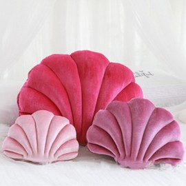 Shell Pillows,Seashell Shaped Accent Throw Pillows,Cute Clam Pillow for Sofa Bed Couch Chair Home Living Room Bedroom Office Cushion Floor Pillow (13 X 10 in) (Rose Red)