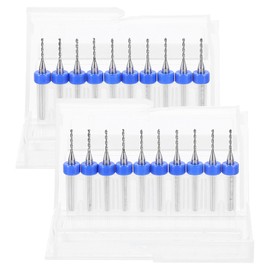 sourcing map 2 Set (20pcs) PCB Drill Bit Set 1/8" Shank 1.1mm Tungsten Carbide Micro Twist Drill Bits Tools for Print Circuit Board Jewelry Plastic Wood Soft Metal