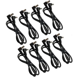 SOLUTEK 18" Guitar Pedal Power Cable Double Right-Angle for Space-Saving Works with 9V/12V/18V Center-Negative 5.5x2.1mm Connections | Shielded Noise-Free Heavy-Duty (RA to RA 18 inch, 8pcs)