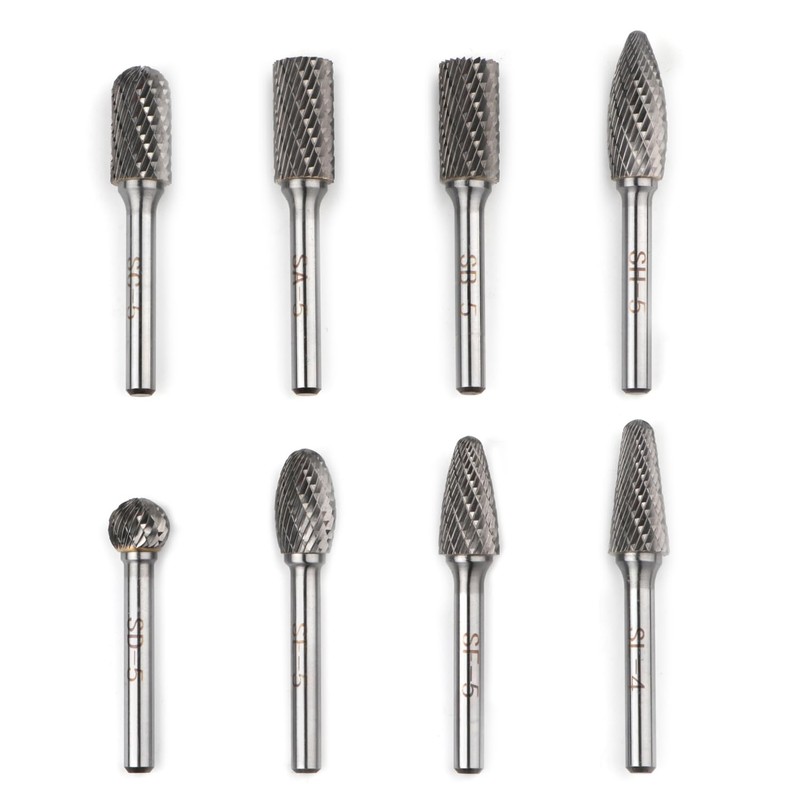 VALYRIANTOOL 8PCS Carbide Burr Set 1/4" Shank, Double Cut Tungsten