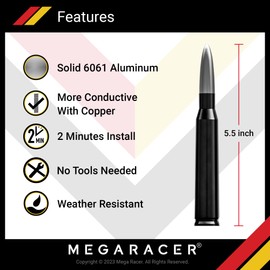 50 Cal Bullet Antenna for Jeep Wrangler Gladiator 2007-2024 | Gray Black Jeep Antenna Wrangler JK Jeep Wrangler Antenna Jeep Gladiator Antenna Truck Jeep Antenna Wrangler JL Jeep Wrangler Accessories
