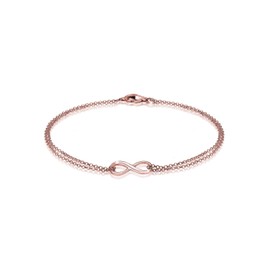 Elli Women's 925 Sterling Silver Gold Plated Genuine Jewellery Wristwear Link and Chain Infinity Friendship Love Bracelets of Length 18 cm