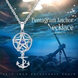 YEESIA Nautical Necklace Women's 925 Sterling Silver Nautical Anchor Pendant Necklace Anchor Jewellery Sailor Gifts Gift for Women Daughter Mother, Sterling Silver, Zircon