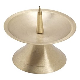 NKlaus disc candlestick Ø9cm brass gold candlestick matt altar candlestick with spike 10717