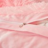 Fluffy Faux Fur Pink Comforter Cover Set Queen - Ultra