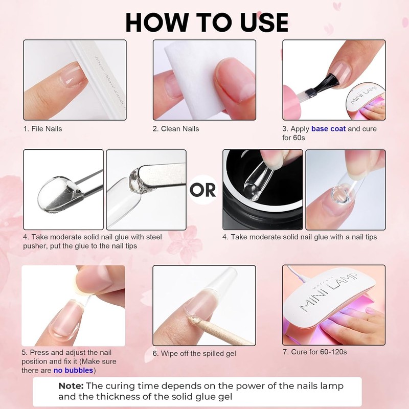 Gel de Uñas Sólido para Puntas de Uñas Acrílicas y