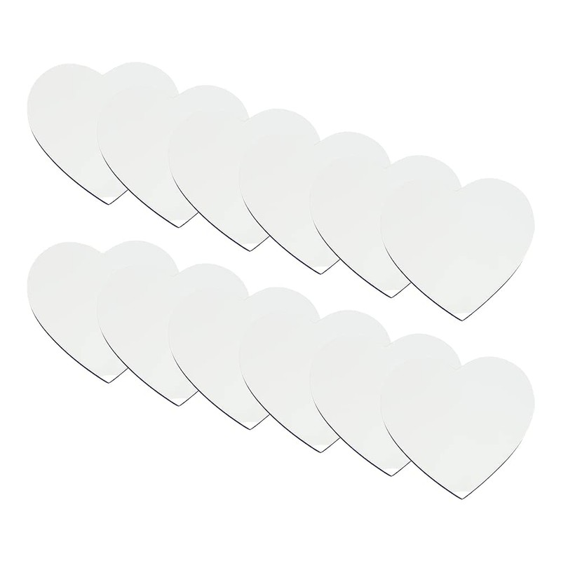 MR.R 10 Heart Shape MDF Coasters, Raw Wood Back Hardboard