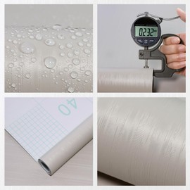 wishFIRE Cream Textured Peel and Stick Wallpaper 15.7"×472" Contact Paper Wood Look Wall Paper Self Adhesive Waterproof Vinyl Wallpaper for Bedroom Kitchen Cabinets Countertop