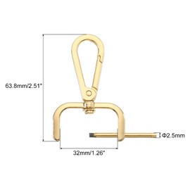 QUARKZMAN Pack of 4 Swivel Carabiner Hooks, 32 mm (1 Inch) D-Ring Removable Snap Hook Metal Lobster Clasp with Screwdriver for Making, Gold