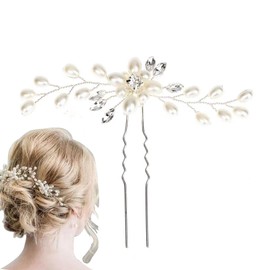 Dinghaole 3 Pieces Bridal Hairpin Gold Leaf Hair Comb Pearl Hair Fork Bridal Headdress Wedding Jewellery Hairpin