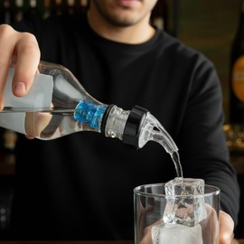 TrueCraftware- 7/8 oz Measured Liquor Pourer with Blue Tail & Black Collar Acrylonitrile Set of 12 - Cocktail Shot Dispenser Liquor Bottle Pourers Alcohol Liquor Pourers Bar Bartender Accessories