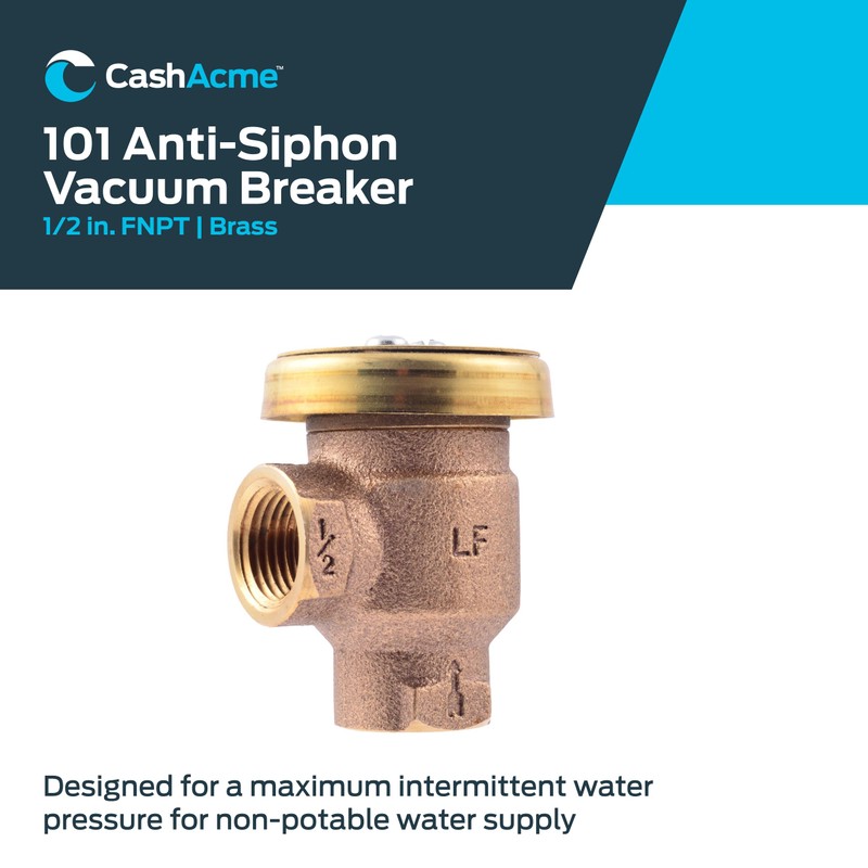 Cash Acme 1/2 Inch V-101 Anti-Siphon Vacuum Breaker, Brass Plumbing