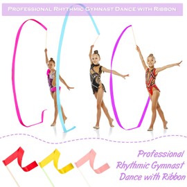 Civaner 30 Pack Ribbons Dance Streamers 6.6 Feet Long Ribbon Dancer Wand for Kids Rhythmic Gymnastics Silks Rainbow Streamer Toys Party Favors Talent Shows Artistic Dance(Colorful,1.6 Inch)