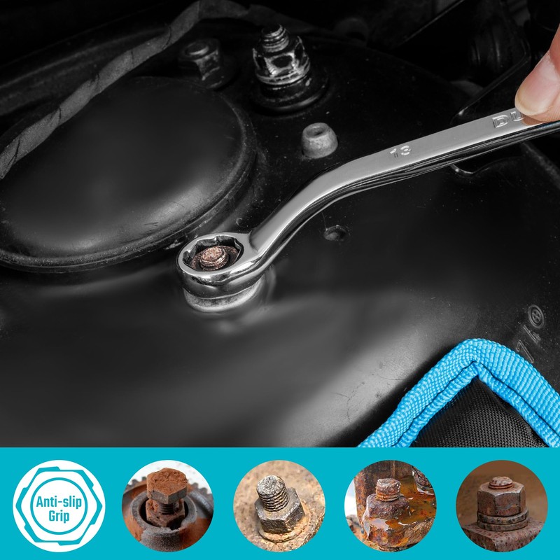 DURATECH 7-Piece Anti-slip Offset Box Wrench Set, Bolt Extractor Wrench