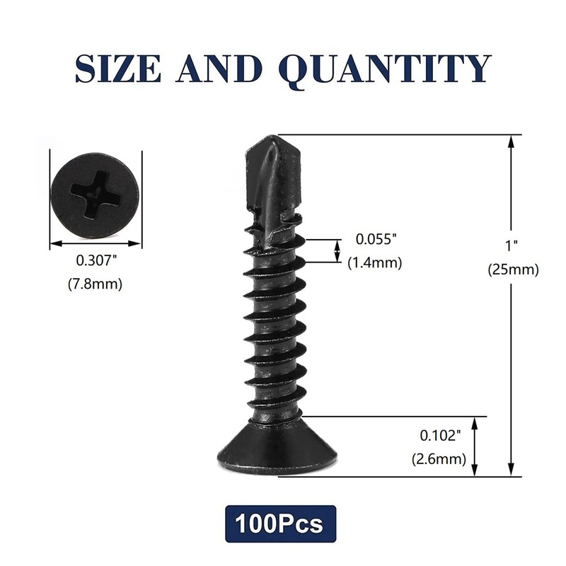 #8 x 1 Sheet Metal Screws 100Pcs 410 Stainless Steel