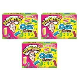 WARHEADS Ooze Chewz - Chewy Bite-Size Candy with Sour Filling - Mango, Strawberry, Green Apple, Black Cherry, Watermelon & Blue Raspberry Flavors - 3.5oz Theater Boxes - 3 Pack…