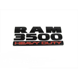 New Oem Mopar Dodge Ram 3500 Flat Black and Red "Ram 3500 Heavy Duty" Emblem/nameplate 68276964aa